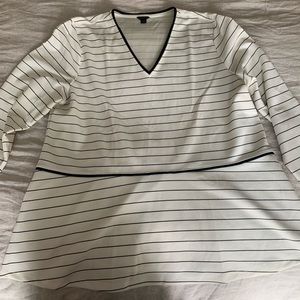 Ann Taylor White and Black Stripe Top XXL